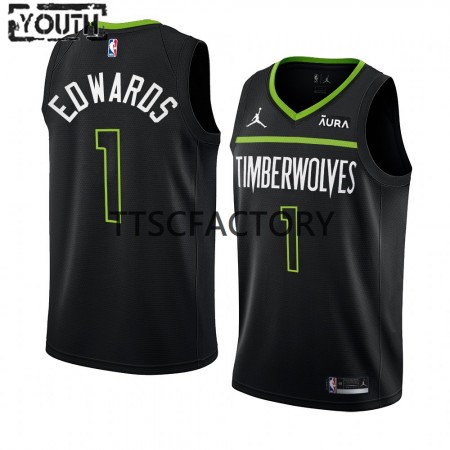 Maglia NBA Minnesota Timberwolves Anthony Edwards 1 Jordan 2022-23 Statement Edition Nero Swingman - Bambino